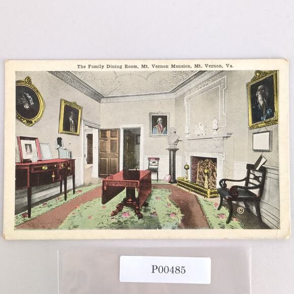 The Family Dining Room Mt Vernon Mansion Virginia 1920s Postcard Washington - Picture 1 of 2